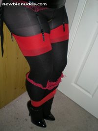 nylon clad legs bound with panties down.....