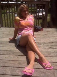 laying on the deck.waiting 4 some hard cock