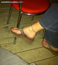 new sexy sandals and new pink toes! taken while we were out, about 2 hours ...