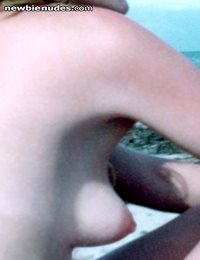 Young exhibitionist shared wife going topless at the beach for the first ti...