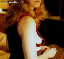 Young exhibitionist shared wife braless in her favorite sleeveless top that...