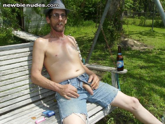 chilling in back yard