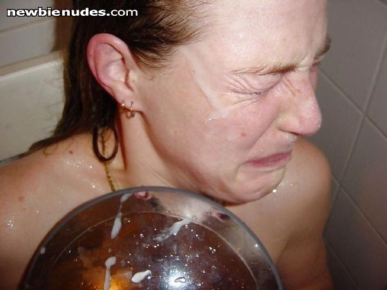 my mrs jayne taking a cum shot from her b\f