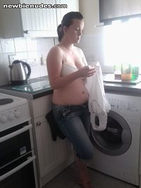my young wife in her jeans and bra........taken today