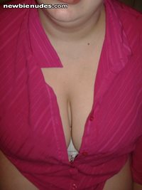 Wifes beautiful cleavage.  Would u like to see her 52DD's?