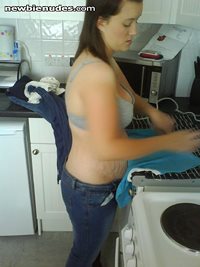 my young milf wife in her jeans and bra