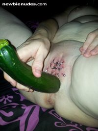 Fucking myself with a fat courgette.