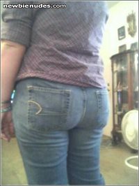 I know I'm clothed, but someone asked for a butt shot in jeans.