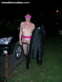 In the hotel car park. She wore nothing else..just her coat all evening aro...