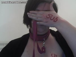 Tonight's codeword was sub..here I am being a good girl with my collar and ...
