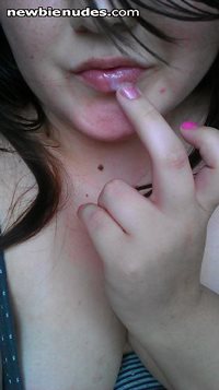 About to suck my cum of my finger and lip