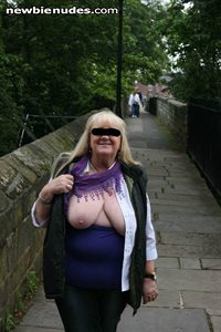 tits out on chesters city wall