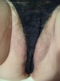 My hairy pussy in black knickers as requested.