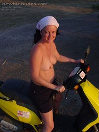 The wife getting her tits out for me on the moped....wind in her tits  