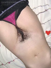 My baby's hairy pussy and pink panty.