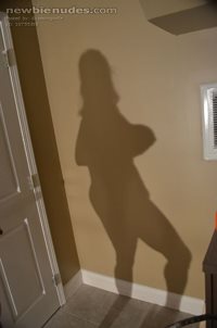 Shadow of sexy wife.