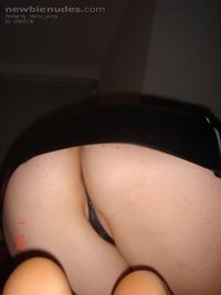 Slut pussy in a tight leather thong, my favo! :-)