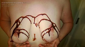 How would you help me clean off the chocolate syrup?