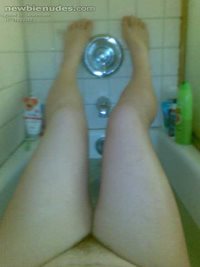 Sexy legs getting clean