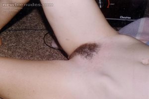 X showing me her hairy cunt.
