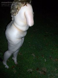 Walking around nude Halloween eve outside my bf's house.  Trick or Treat!