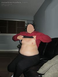 Flashing hubby at a friends place