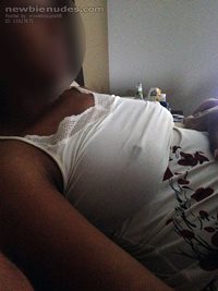 my wife sitting in bed