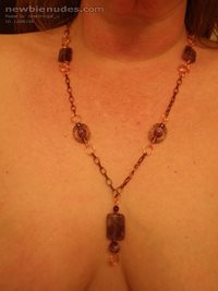 modeling my latest necklace,amethysts and copper. I love creating one of a ...