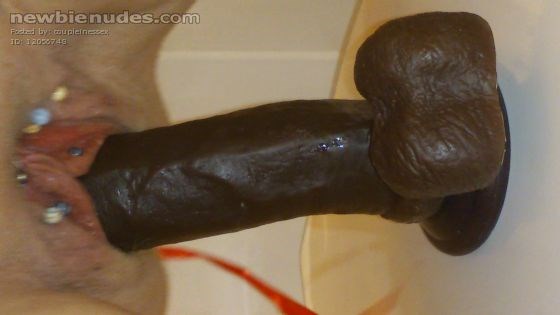 Riding my big black dildo, wish it was you?