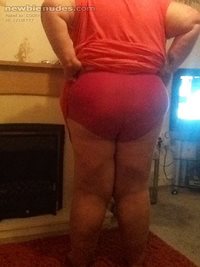 Wife's big pink panties and torn pantyhose