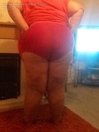 Wife's big pink panties and torn pantyhose
