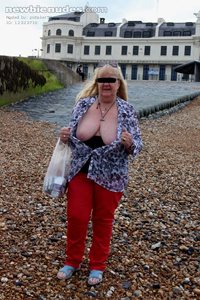 Tits out on the beach at Dover