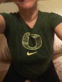 Fanwear day at work...  minus the bra of course... here's me, a perky Duck ...