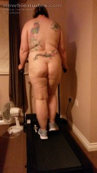 Naked on the treadmill