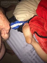 About to fuck this sleeping foot