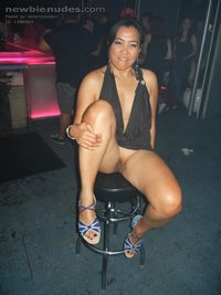 SHOWING OFF HER CUNT AT THE CLUB
