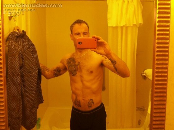 after a shower on vacation.