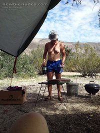 Topless camping I like