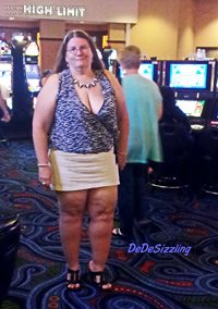 Showing off the Big Girls in a low cut top, combined with a short skirt. Lo...