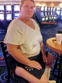 At our favorite casino, yep no Bra and a Skirt that zips almost the  waist....