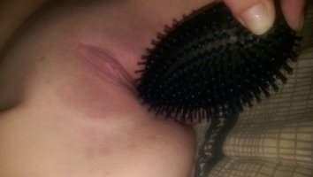 Throbbing pussy got beat with brush...so red