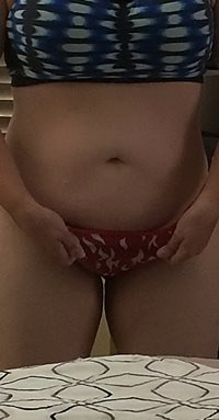 My pussy wrapped in tiny little red panties