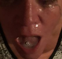 Throatfucked and with cum in mouth