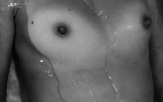 Getting wet... I love the feeling of water running over my body...