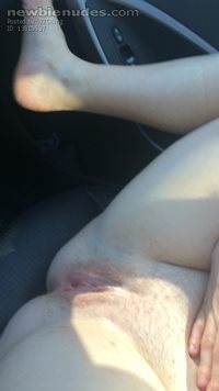 Flashing my pussy in the car